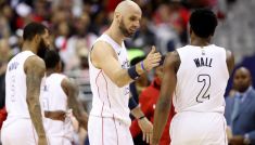 Marcin Gortat w barwach Washington Wizards (fot. Getty).