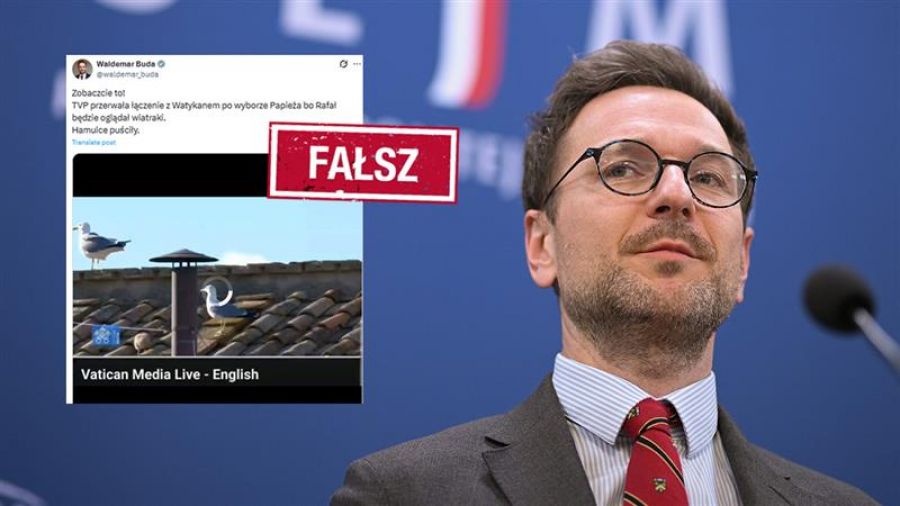 Waldemar Buda i fałszywa informacja o TVP (fot. PAP/Marcin Obara/X)