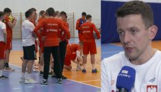 Reprezentacja Polski piłkarzy ręcznych i trener Patryk Rombel (fot. TVP)