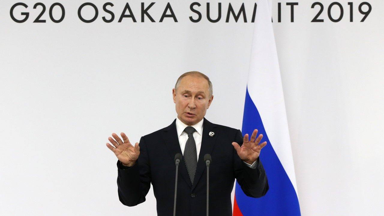 Władimir Putin w trakcie szczytu G20 w Osace w 2019r. (fot. Mikhail Svetlov/Getty Images)