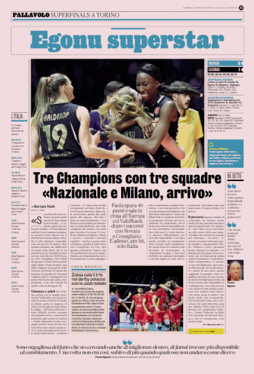We włoskim dzienniku na temat finału Ligi Mistrzów siatkarzy pojawiła się tylko krótka wzmianka (screen: La Gazzetta dello Sport)