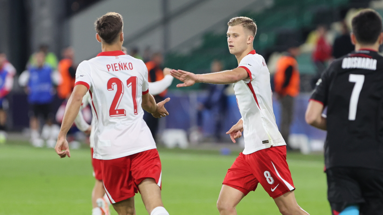 Krótki moment radości w polskim obozie po golu Jakuba Kałuzińskiego z rzutu karnego (fot. PAP)