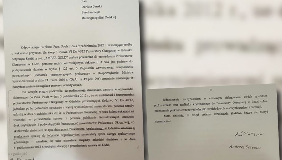 Pismo Andrzeja Seremeta do posła Dariusza Jońskiego (fot. tvp.info)