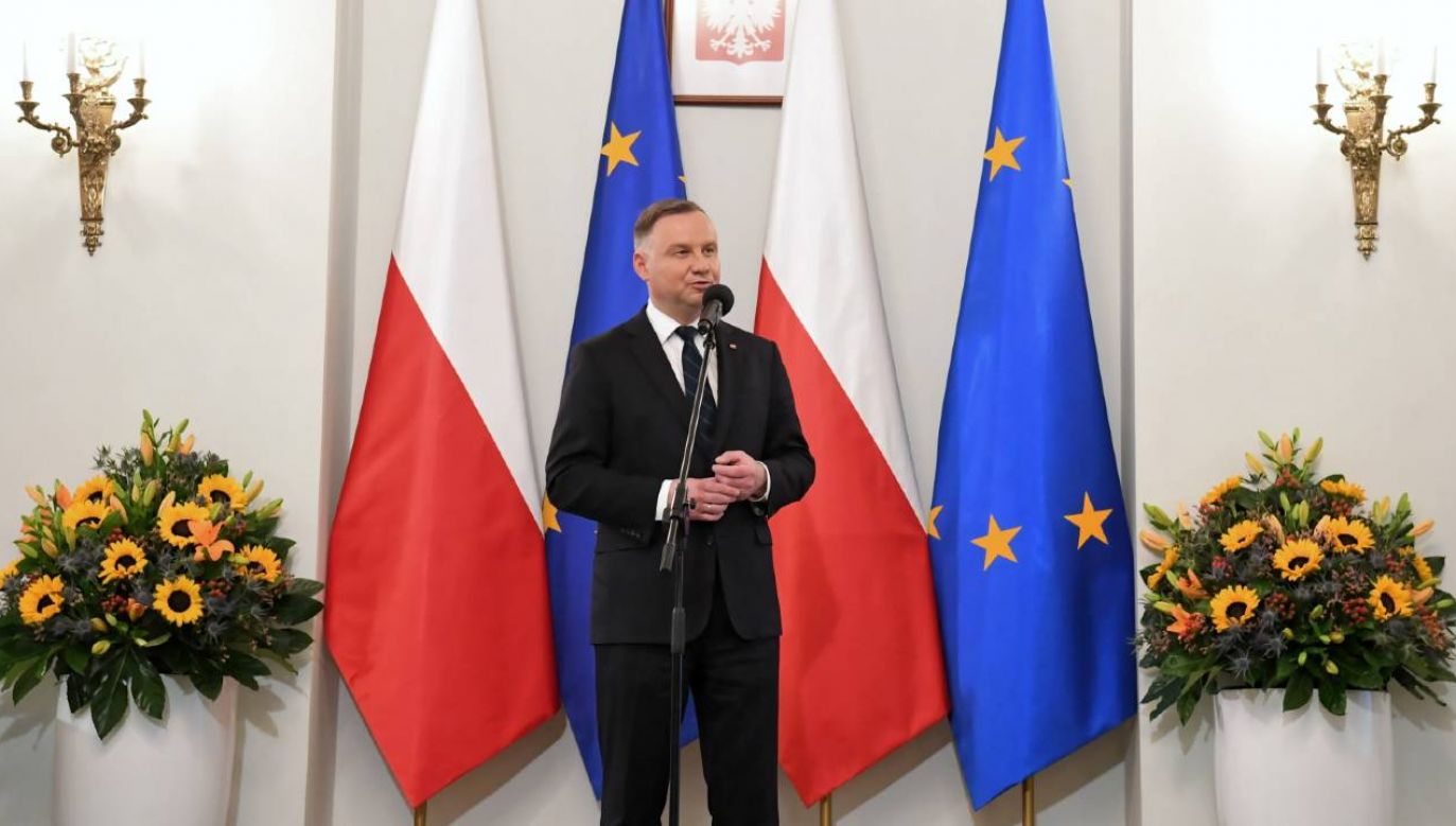 Prezydent Andrzej Duda podczas uroczystej Gali AgroLigi 2021 w Pałacu Prezydenckim(fot. PAP/Andrzej Lange)