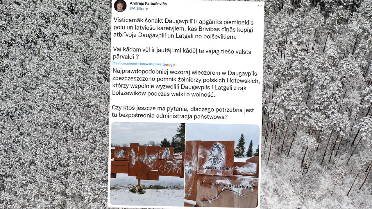 Łotwa. Wandale zbezcześcili polski pomnik w Dyneburgu (fot. tt/@Artillerry, PAP)