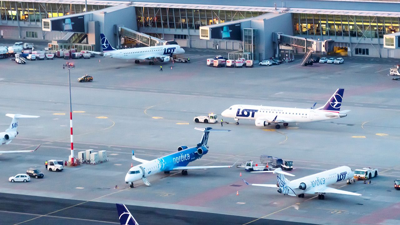 Służby sprawdzają samolot, który przyleciał z Kijowa (fot. Shutterstock)