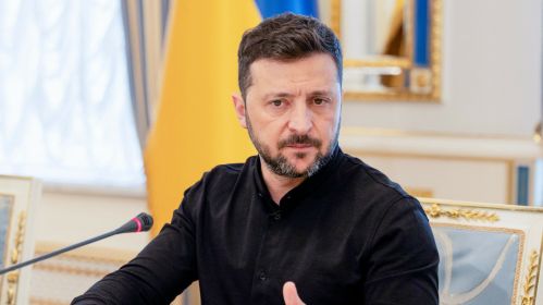 Прэзідэнт Украіны Уладзімір Зяленскі выступае перад СМІ падчас брыфінгу ў Кіеве, Украіна. 4 чэрвеня 2025 года. Фота: Tetiana Dzhafarova / AFP / East News
