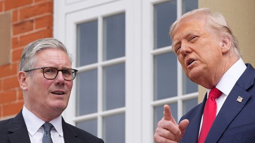 imgПрэзідэнт ЗША Доналд Трамп і прэм'ер Вялікай Брытаніі Кір Стармер. Фота: Christopher Furlong/Getty Images