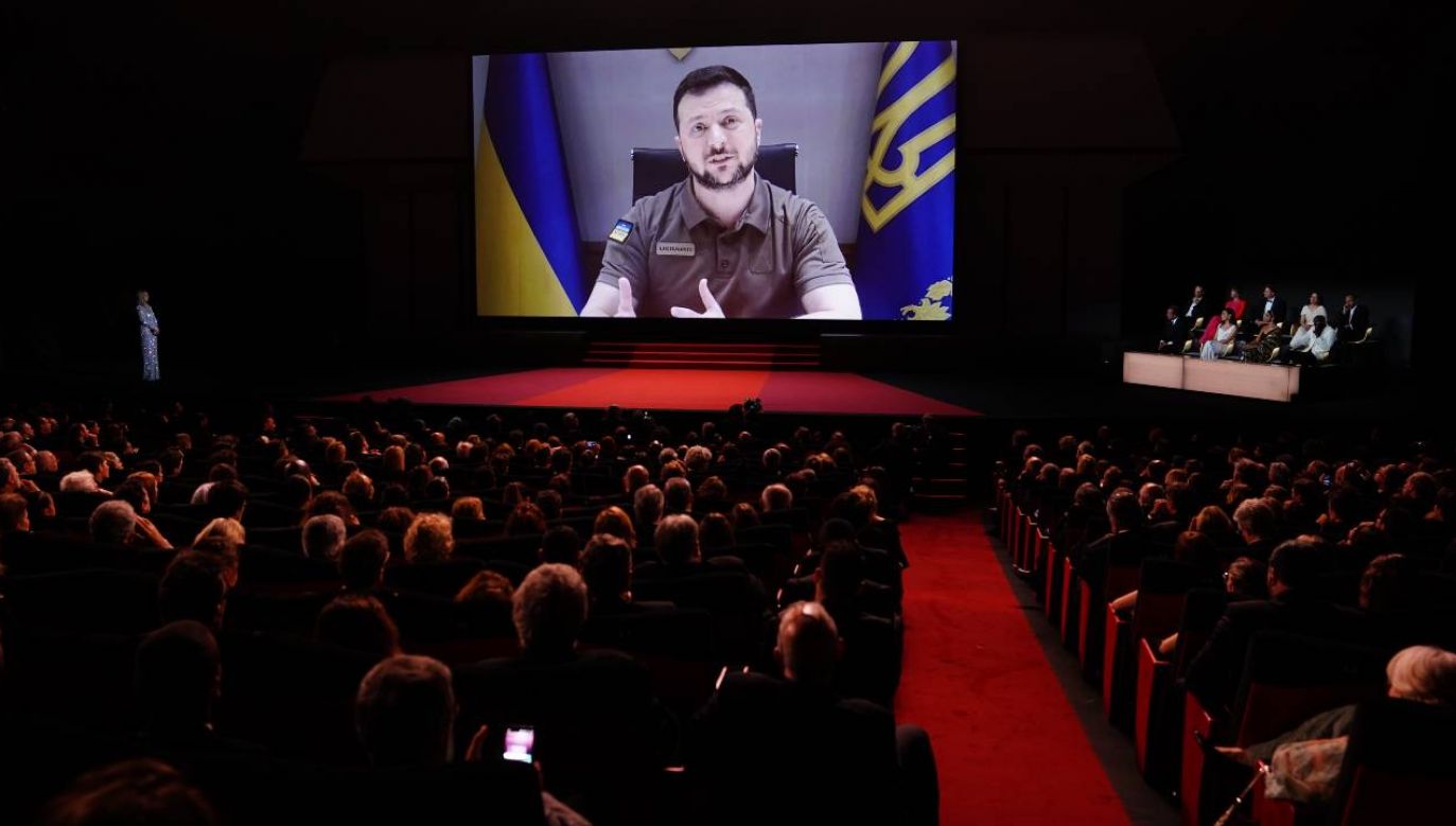Prezydent Ukrainy Wołodymyr Zełenski wygłosił przemówienie (fot. PAP/EPA/CLEMENS BILAN)