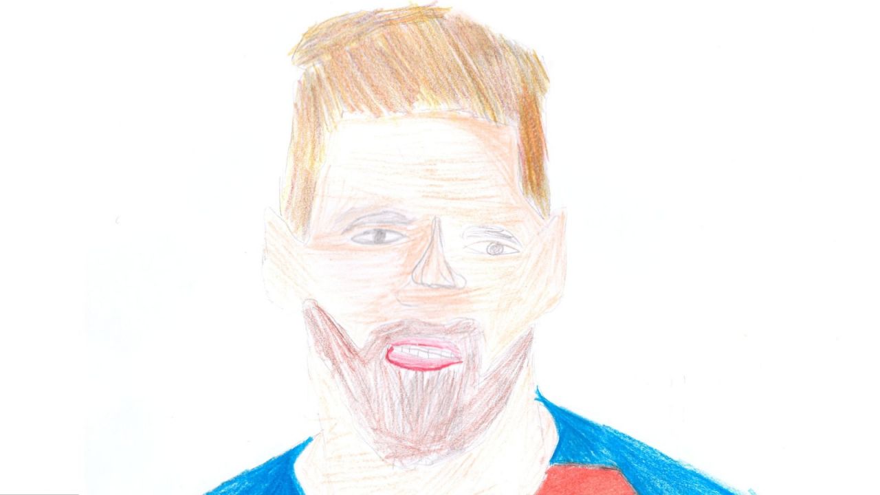 Lionel Messi (fot. rysunek 11-letniego Marcina z zespołu do obsługi Placówek Opiekuńczo-Wychowawczych nr 2 w Warszawie)