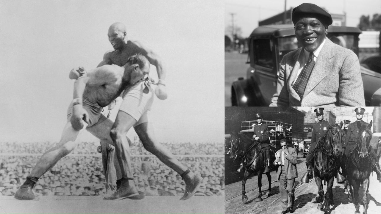 Jim Jeffries (L) i Jack Johnson
