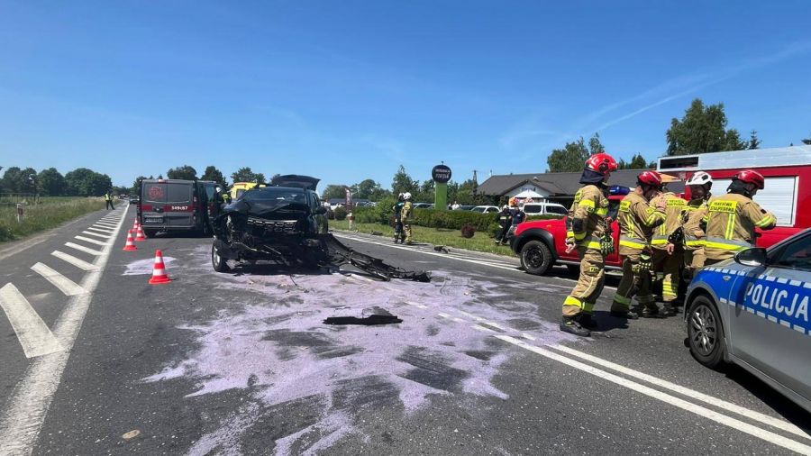 Wypadek w Czarnowie (fot. OSP Toporzysko)
