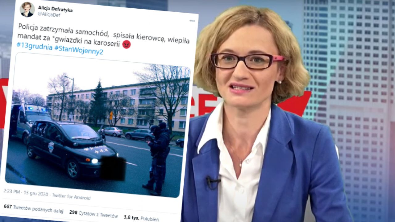 Sam kierowca auta przyznaje, że karę dostał za złamanie przepisów drogowych (fot. Youtube WPolsce.pl/Alicja Defratyka)