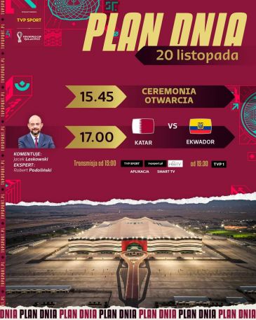 Mundial Katar 2022. Plan transmisji MŚ 20 listopada w TVP