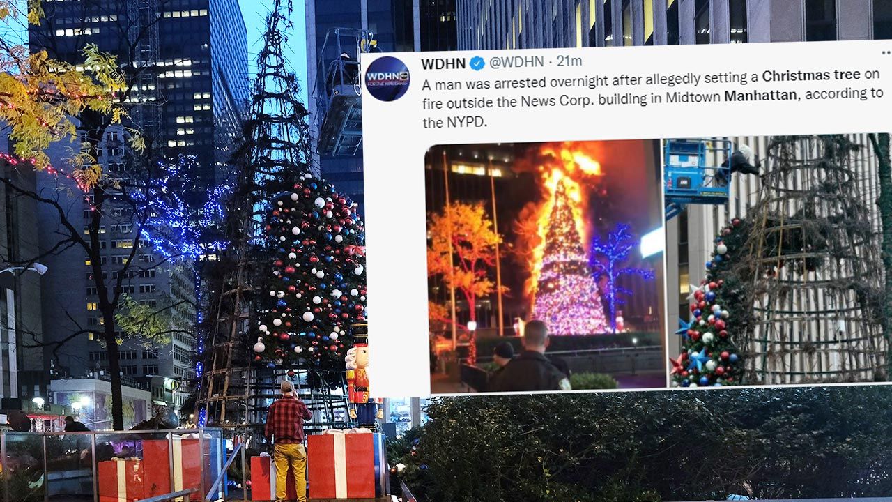 Spłonęło drzewko bożonarodzeniowe (fot. Luiz C. Ribeiro/New York Daily News/Tribune News Service via Getty Images)