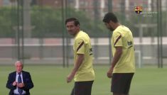 Piłkarze Barcelony trenują przed powrotem La Liga (fot. TVP)