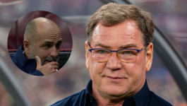 Zdjęcie przedstawia Jan Urban (na pierwszym planie po prawej) oraz Michała Probierza (w mniejszym okręgu po lewej) – dwóch trenerów, których dotyczyła dyskusja w studiu TVP Sport podczas programu "Odliczanie do mundialu". Obrazek ilustruje debatę nad tym, czy zwycięstwo w Helsinkach utrzymałoby Probierza na stanowisku, uniemożliwiając objęcie kadry przez Urbana i wpłynęło na atmosferę w reprezentacji (fot. PAP/Getty Images)