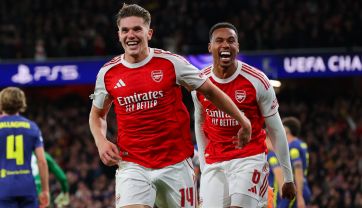 Viktor Gyoekeres zdobył dwie bramki w meczu fazy ligowej Ligi Mistrzów, w którym Arsenal pokonał na własnym obiekcie Atletico, przedłużając zwycięską serię w tych rozgrywkach (fot. Getty Images)