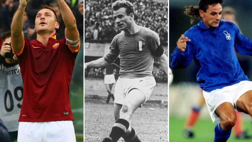 Od lewej: Francesco Totti, Valentino Mazzola oraz Roberto Baggio (fot. Getty Images, PAP/EFE)
