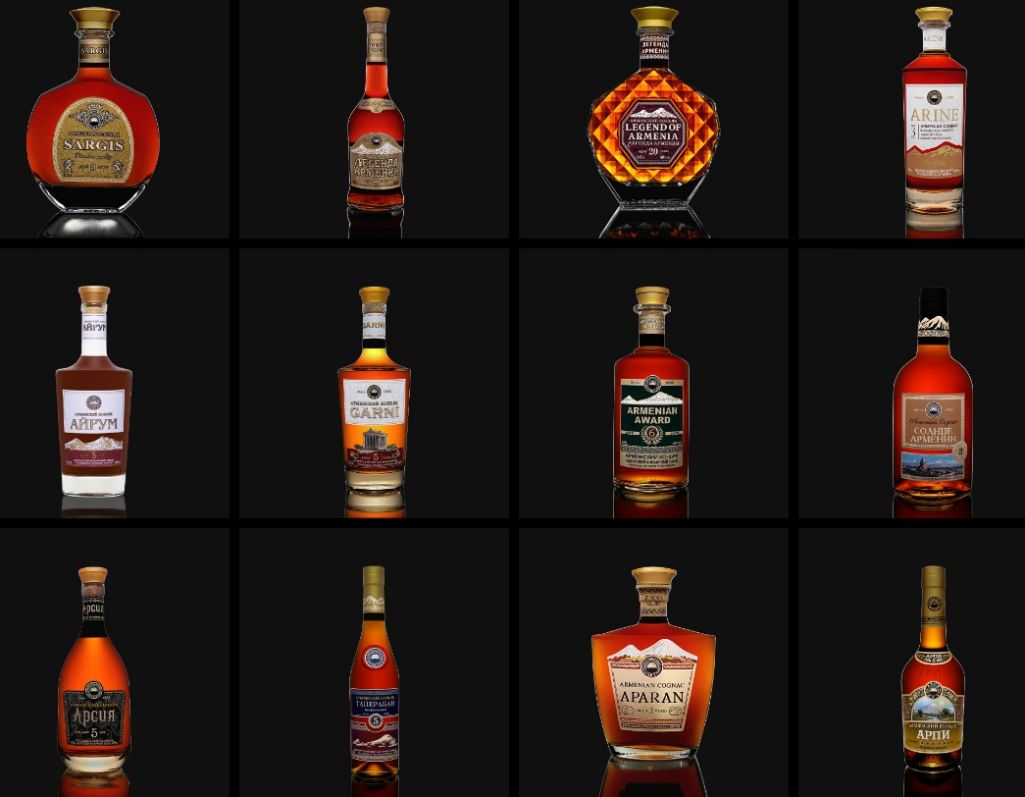 Прадукцыя «Арарацкага каньячнага заводу» (Скрыншот: Araratcognacfactory.am)