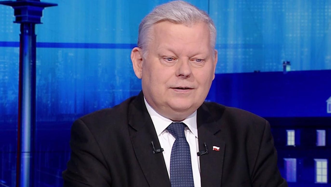 Robert Kropiwnicki i Marek Suski w programie „Gość Wiadomości” (fot. TVP Info)