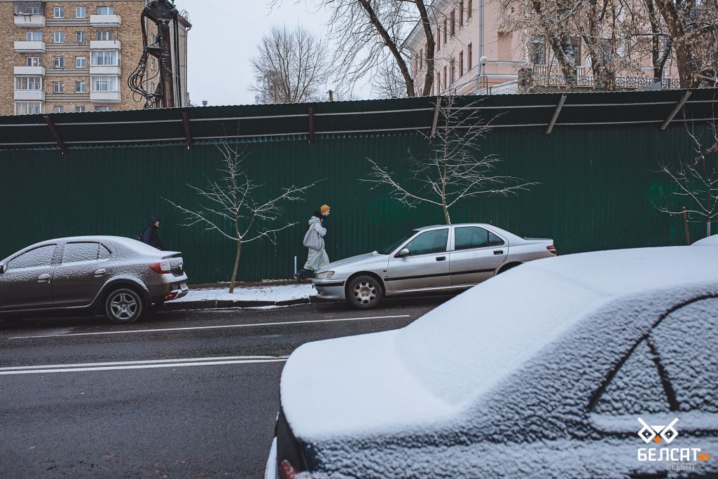 В Минске впервые выпал снег (Фота: Белсат)