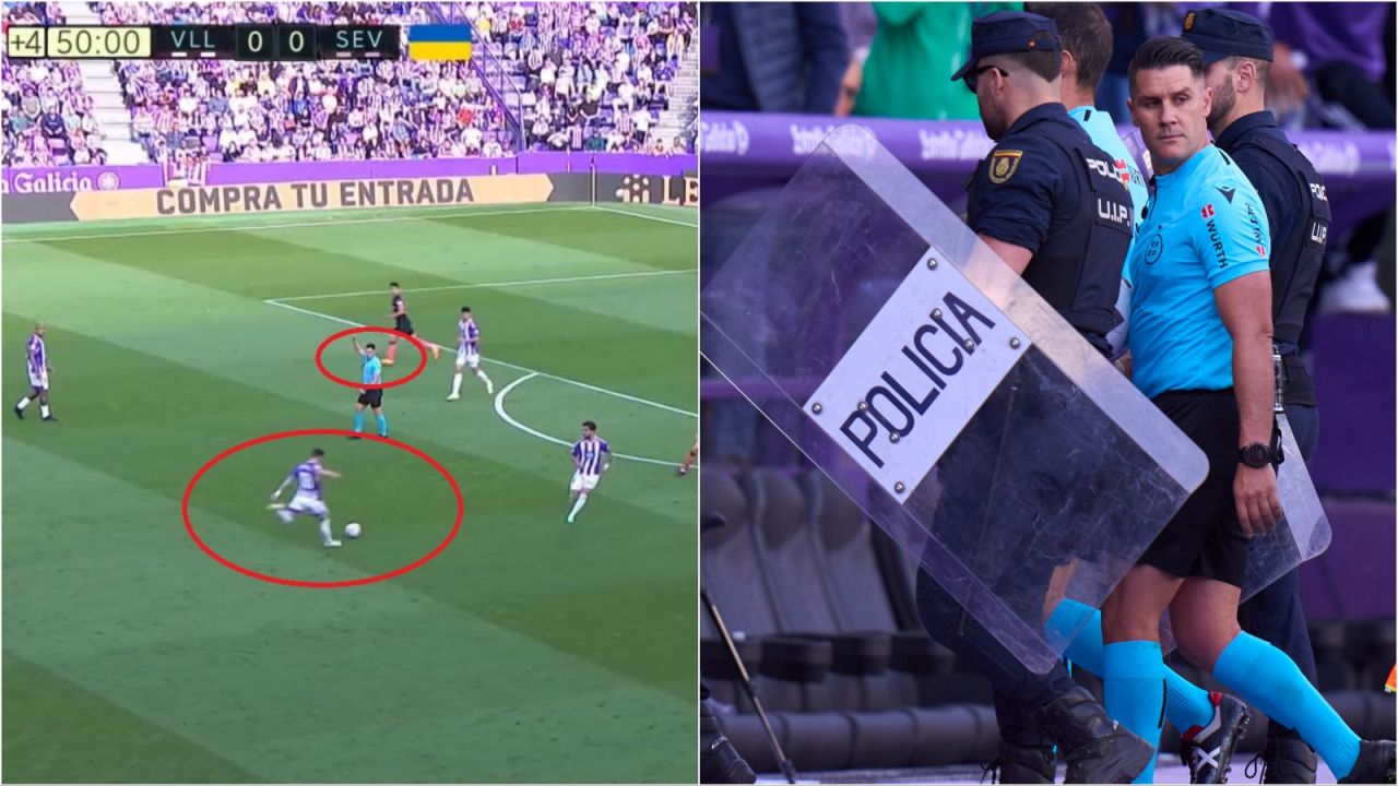 Sędzia Ortiz prowadził mecz Real Valladolid - Sevilla (fot. Twitter/Getty)