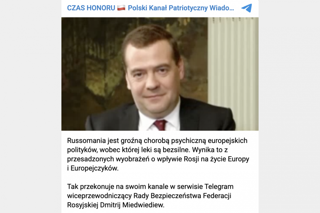Пост в тг-канале Czas Honoru
