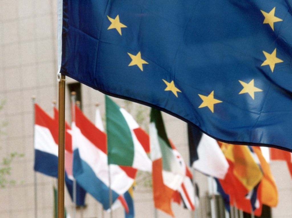 Сцяг Еўразвязу і іншых краінаў. (Фота: ec.europa.eu)