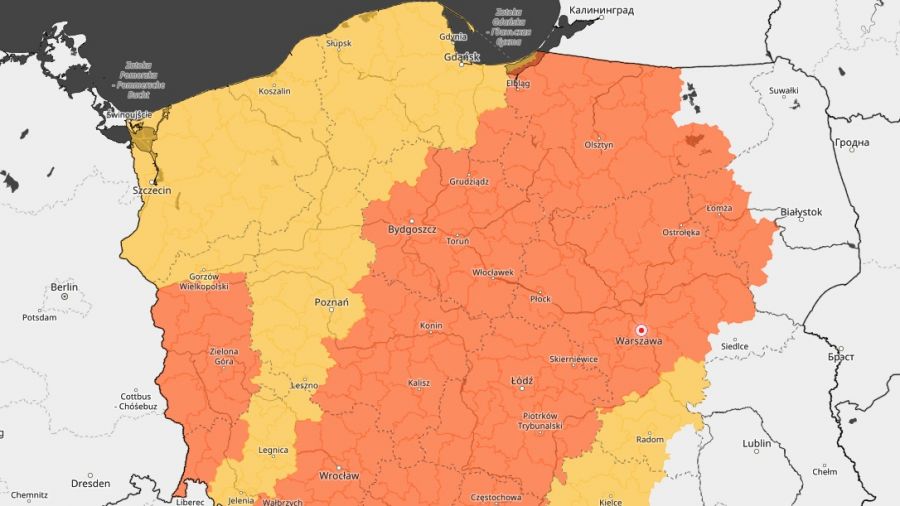 Ostrzeżenie pierwszego i drugiego stopnia przed upałami dla Wielkopolski (fot. IMGW)