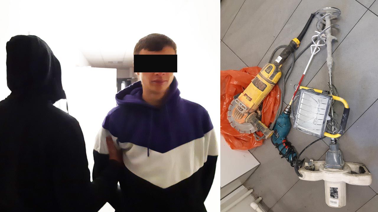 19-latek włamał się do pomieszczenia gospodarczego na Mokotowie i ukradł elektronarzędzia (fot. Policja)
