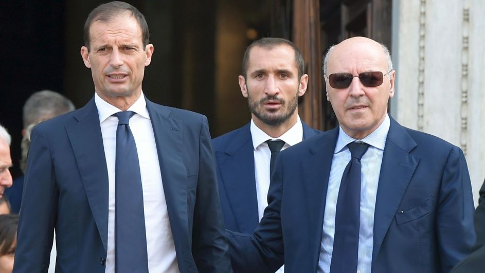 Od lewej: Massimiliano Allegri, Giorgio Chiellini, Giuseppe Marotta (fot. Getty)