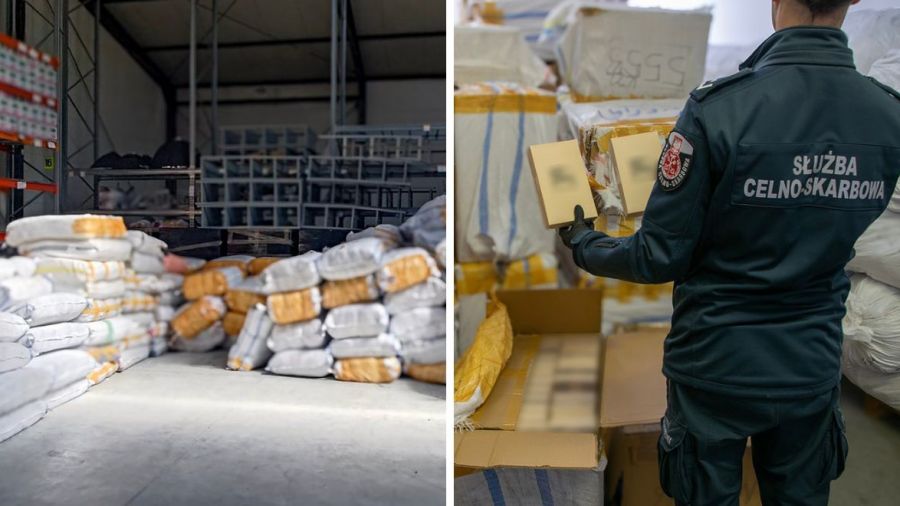 Magazyn z przejętymi podróbkami. Fot: KAS