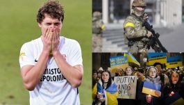 Większość rodziny Jewhena Radionowa pozostała na Ukrainie. Piłkarz prowadzi w Polsce zbiórkę na rzecz ochotników walczących w jego ojczyźnie i nasłuchuje wieści z kraju (fot. 400mm.pl/PAP/EPA)