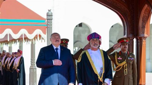 Цырымонія сустрэчы кіраўніка Беларусі Аляксандра Лукашэнкі і султана Аману Хайсамам бен Тарэкам Аль Саідам. Маскат, Аман. 15 снежня 2024 года. Фота: president.gov.by
