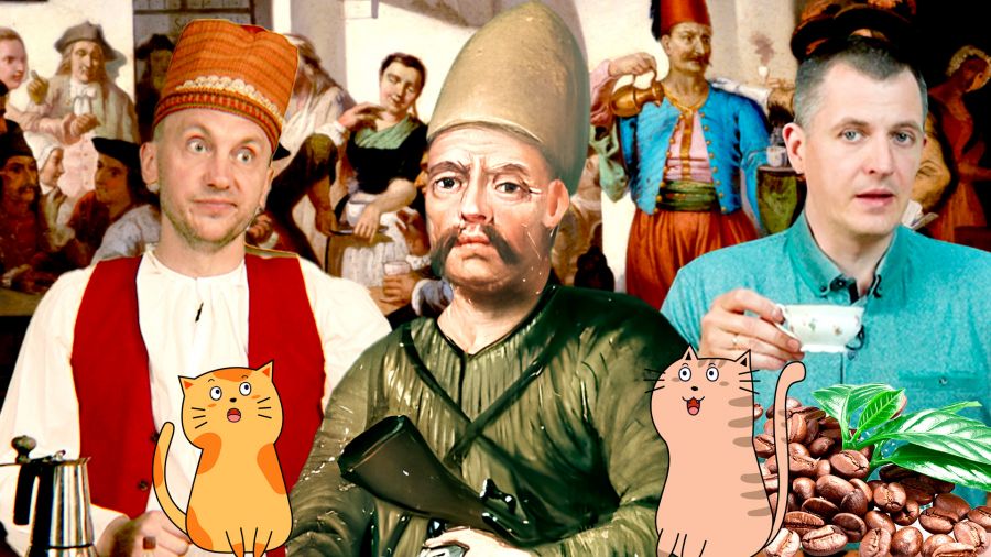 Юрый Кульчыцкі і першая кавярня ў Вене. Калаж: Белсат