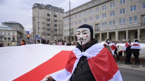 Удзельнік Маршу беларусаў у Варшаве, Польшча. 26 студзеня 2025 года.