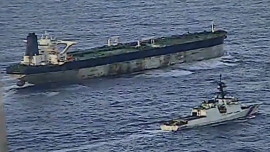 US Coast Guard forces boarded and seized the Marinera in January. Photo: Screen grab of US military video/Reuters 