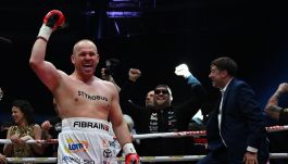 Łukasz Różański i Andrzej Wasilewski po ubiegłorocznej walce z Alenem Babiciem w Rzeszowie (fot. PAP)