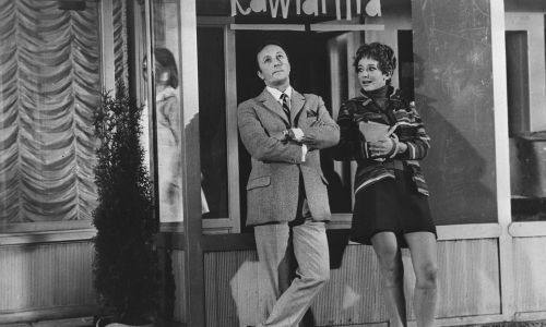 Jako Tomasz Piechocki w „Człowieku z M-3” (1968 r.) Leona Jeannota. Na zdjęciu z Ewą Szykulską. Fot. PAP