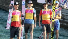 Od lewej: Piotr Żyła, Dawid Kubacki, Kamil Stoch i Maciej Kot (fot. PAP/Grzegorz Momot)