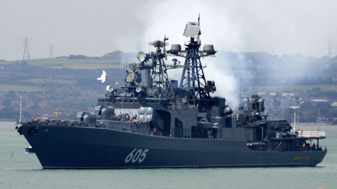 Russian destroyer catches fire in Barents Sea
