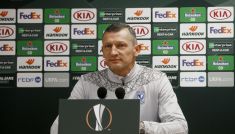 Liga Europy: konferencja prasowa Lecha Poznań przed meczem z Benficą (Dariusz Żuraw, Michał Skóraś) (fot. Getty)