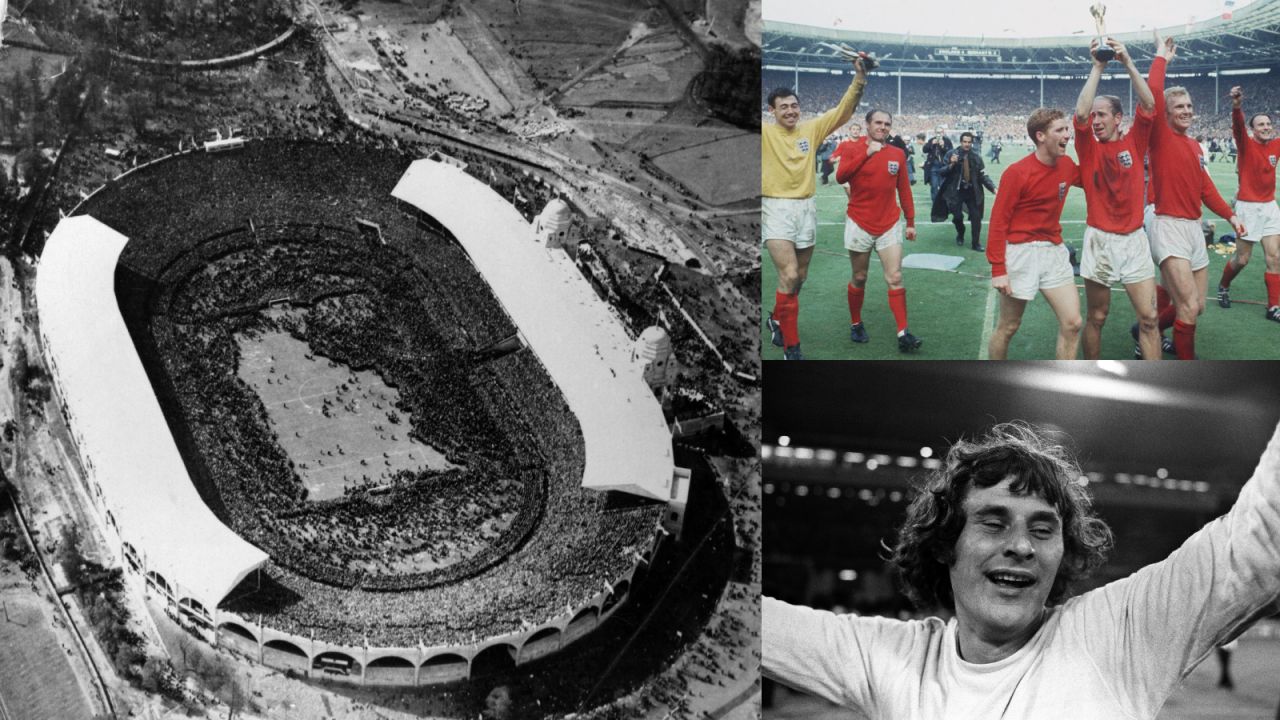 Inauguracja Wembley, Anglicy mistrzami świata i świętujący Jan Tomaszewski (Fot. Getty)